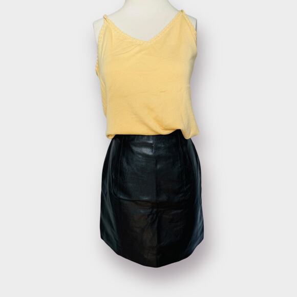 Vintage 90s Wilson's Leather Black‎ Mini Skirt - Picture 2 of 4
